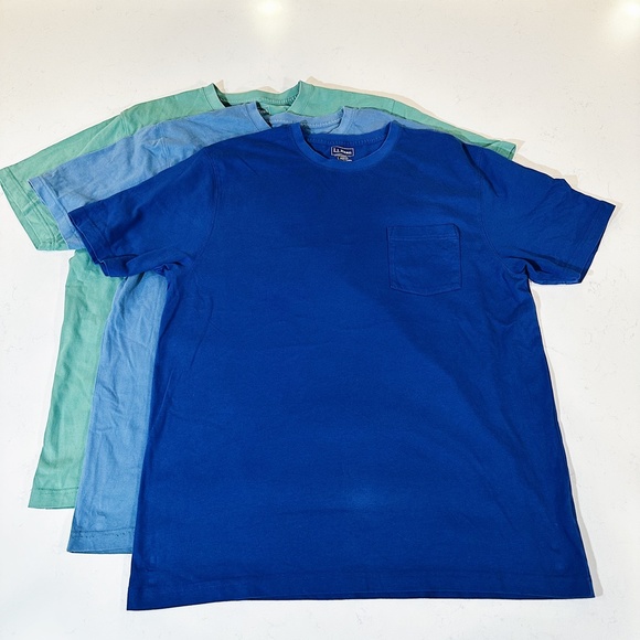 3 pack lot - L.L. Bean Men Crew T-Shirt Pocket Reg Traditional Fit - Size Large - Picture 2 of 7